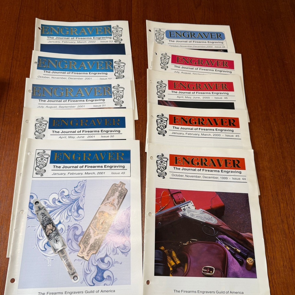 FEGA The Engraver Journal of Firearms Engraving Issues Lot of 10 1999-2002